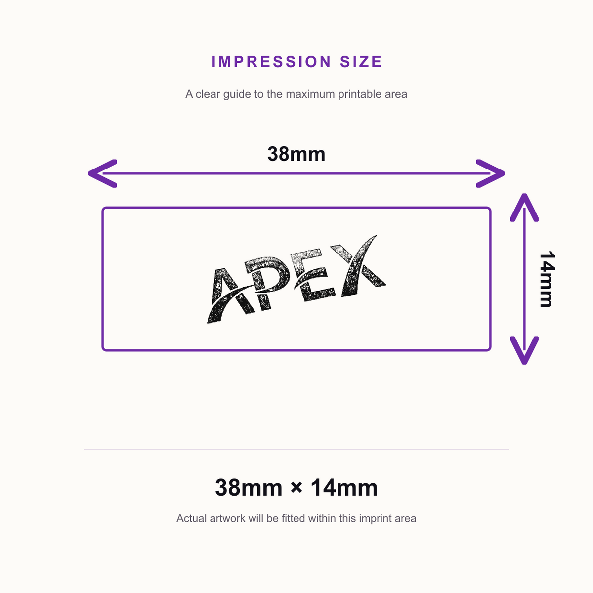 SD4U Imprint 11 | Logo Rubber Stamp | 37 x 13mm – impression size guide 38mm × 14mm