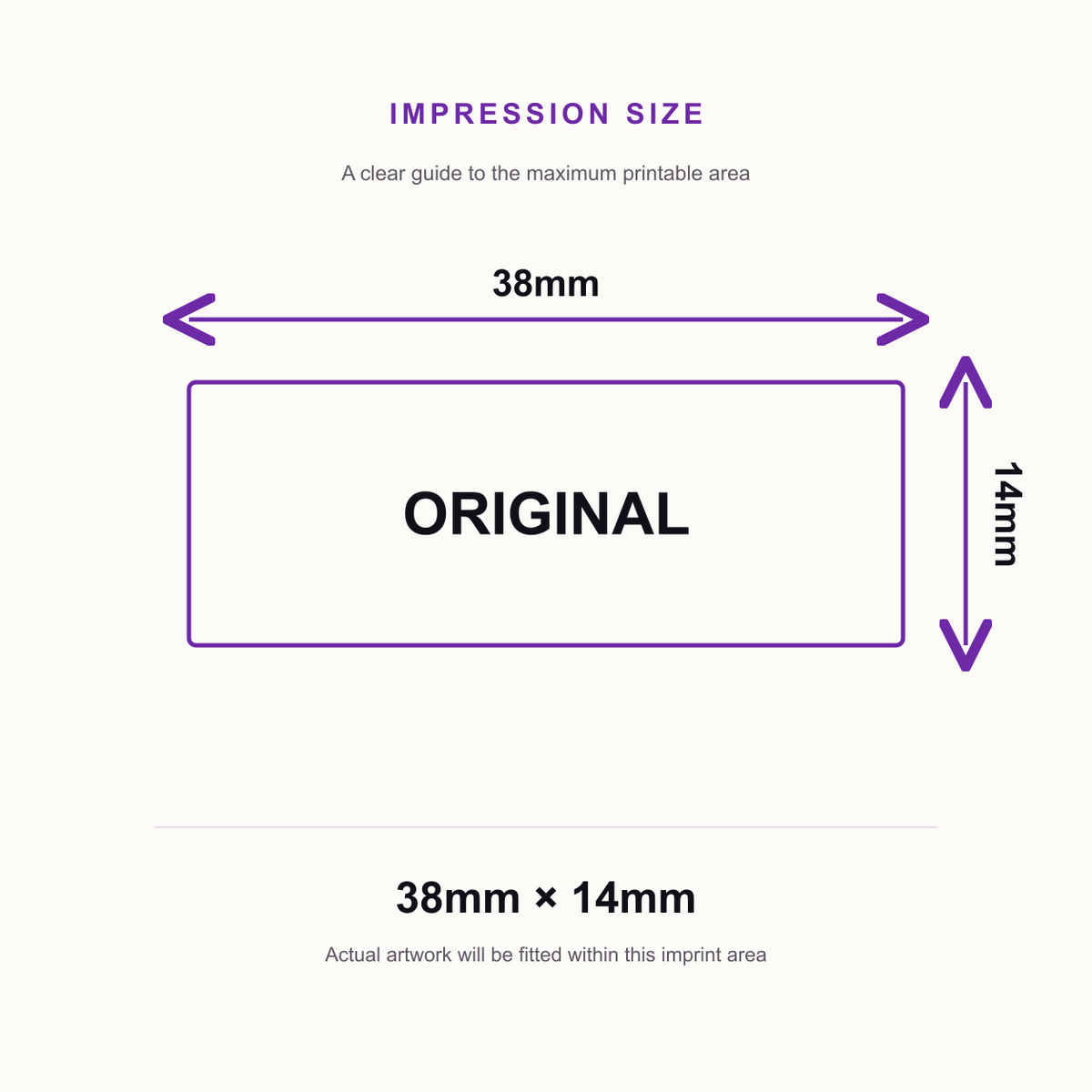 SD4U Imprint 11 ORIGINAL Word Stamp in 5 Ink Colours | 38 x 14mm – impression size guide 38mm × 14mm