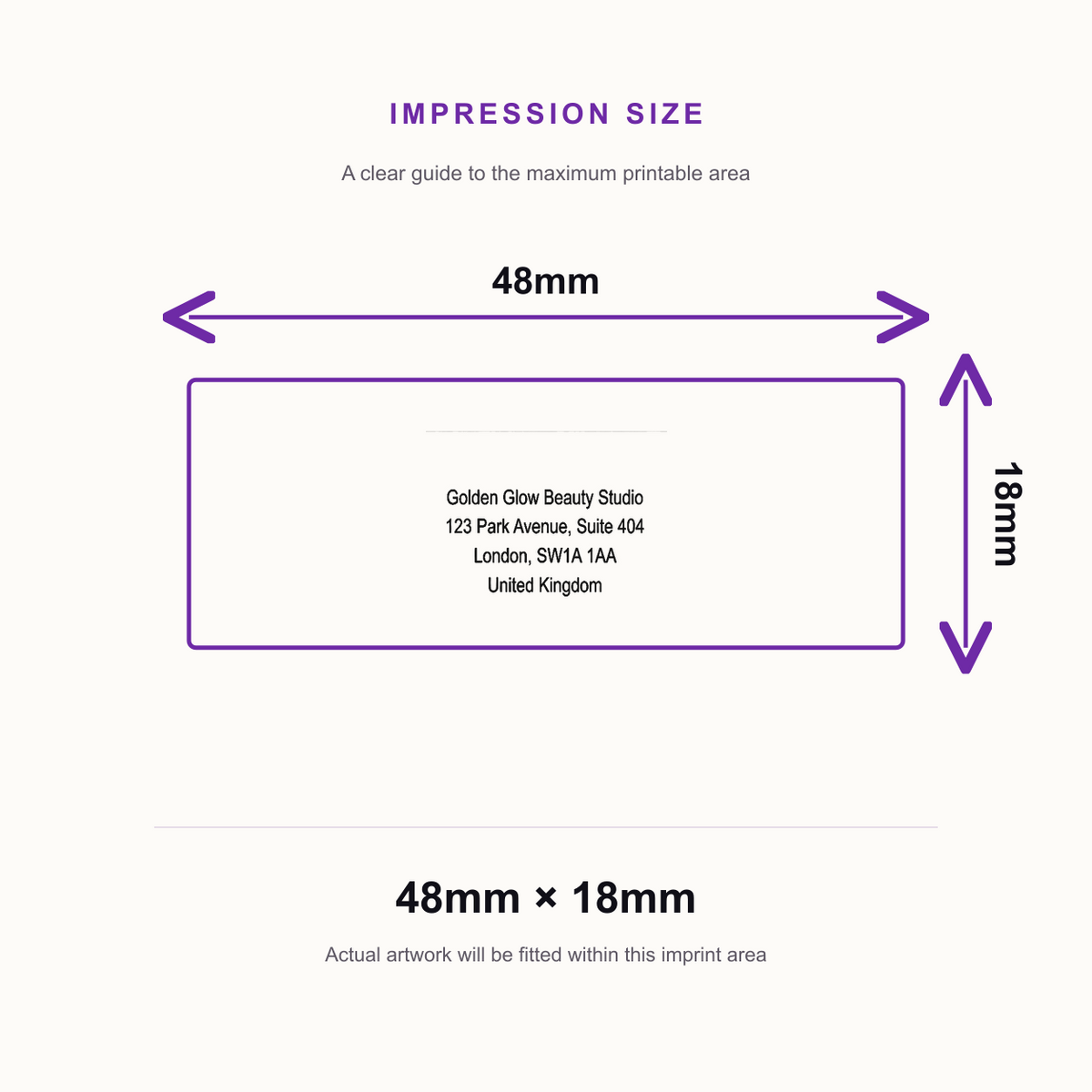 Shiny Printer S843 Stamp | 4 Line Text Rubber Stamp | 48 x 18mm – impression size guide 48mm × 18mm