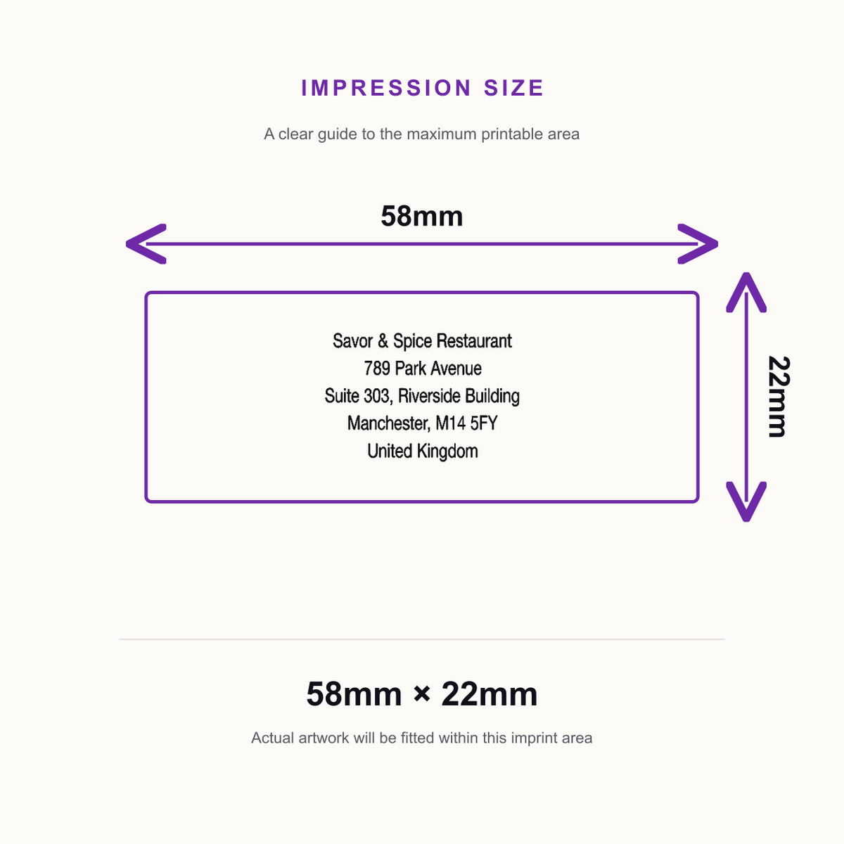 Custom 5 Line Text Rubber Stamp | Shiny Printer S844 Stamp Self-Inking Business Stamp – impression size guide 58mm × 22mm
