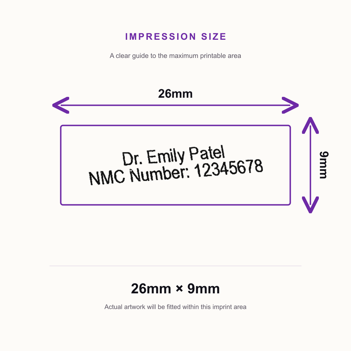 Colop C10-K | Keyring Rubber Stamp | 26 x 9mm – impression size guide 26mm × 9mm