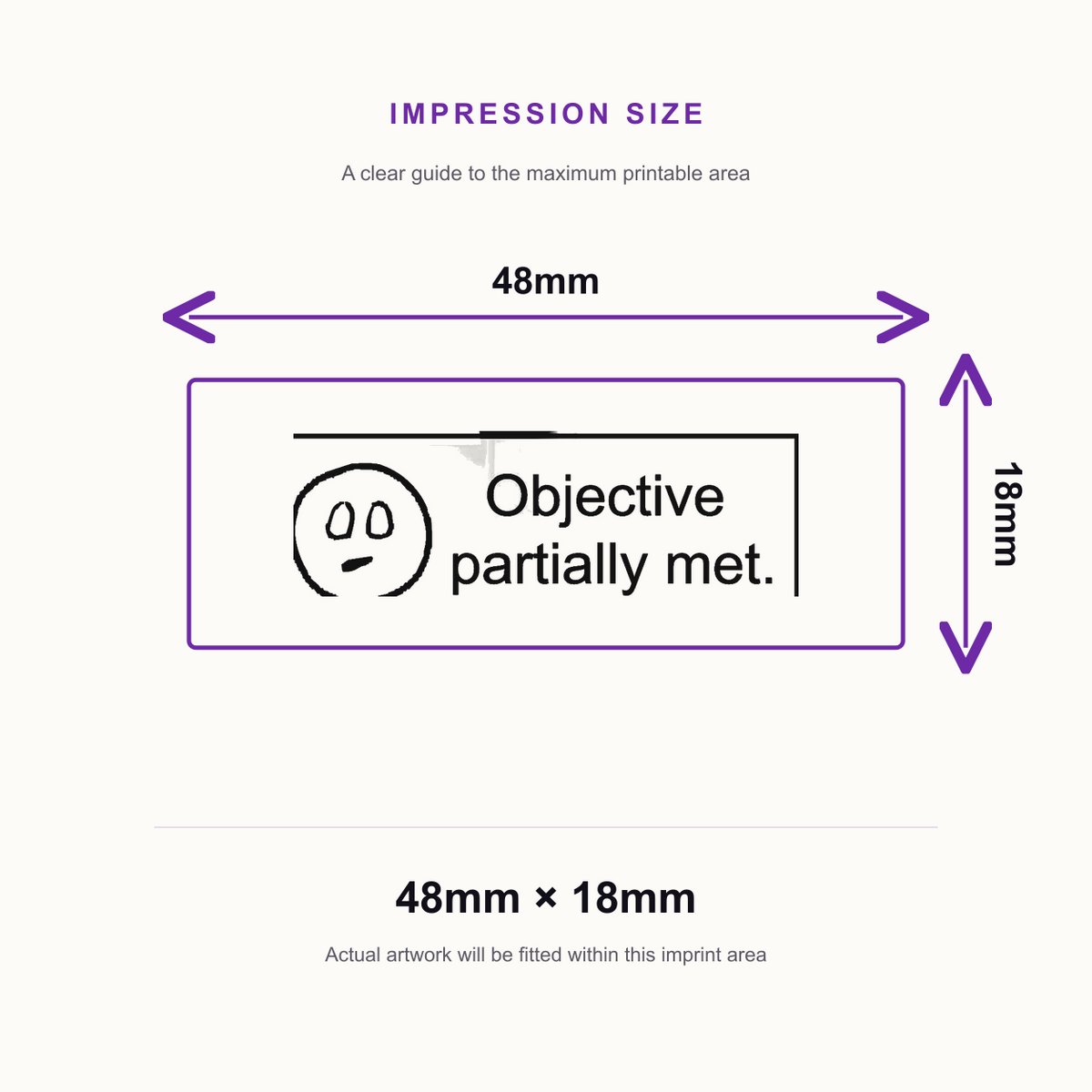 Objective Partially Met Stamp | Self Inking Teacher Marking Stamp | Classroom Feedback Rubber Stamp – impression size guide 48mm × 18mm