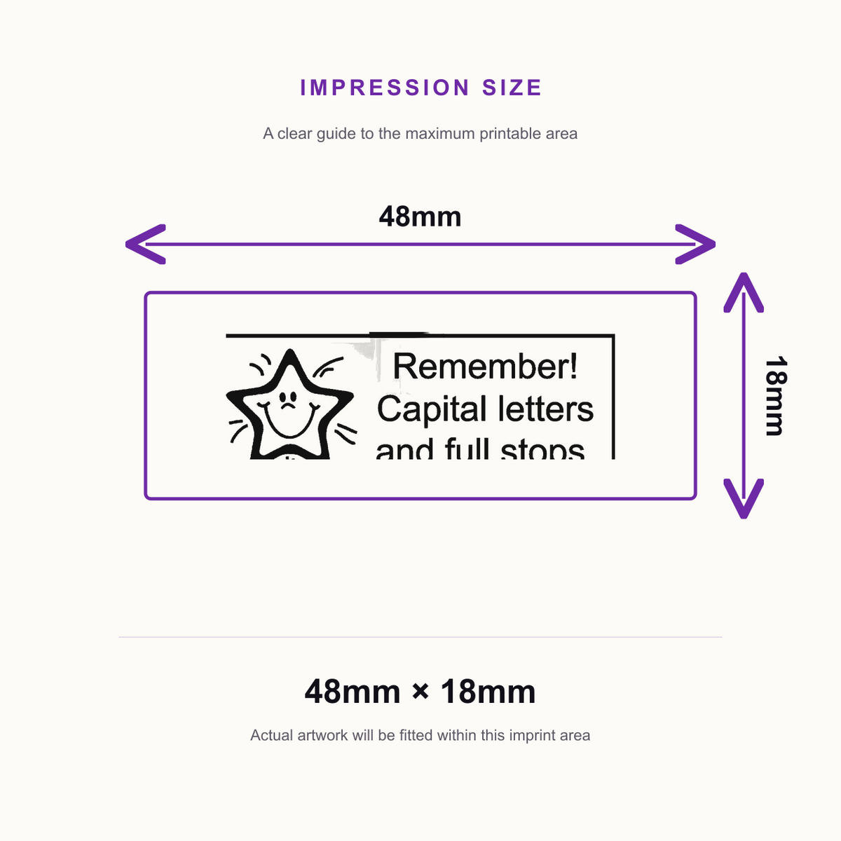 Remember Capital Letters Stamp | Self Inking Teacher Marking Stamp | Classroom Feedback Rubber Stamp – impression size guide 48mm × 18mm