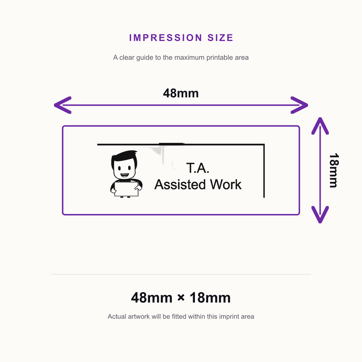 TA Assisted Work | Self Inking Teacher Marking Stamp | Classroom Feedback Rubber Stamp 48 x 18mm – impression size guide 48mm × 18mm