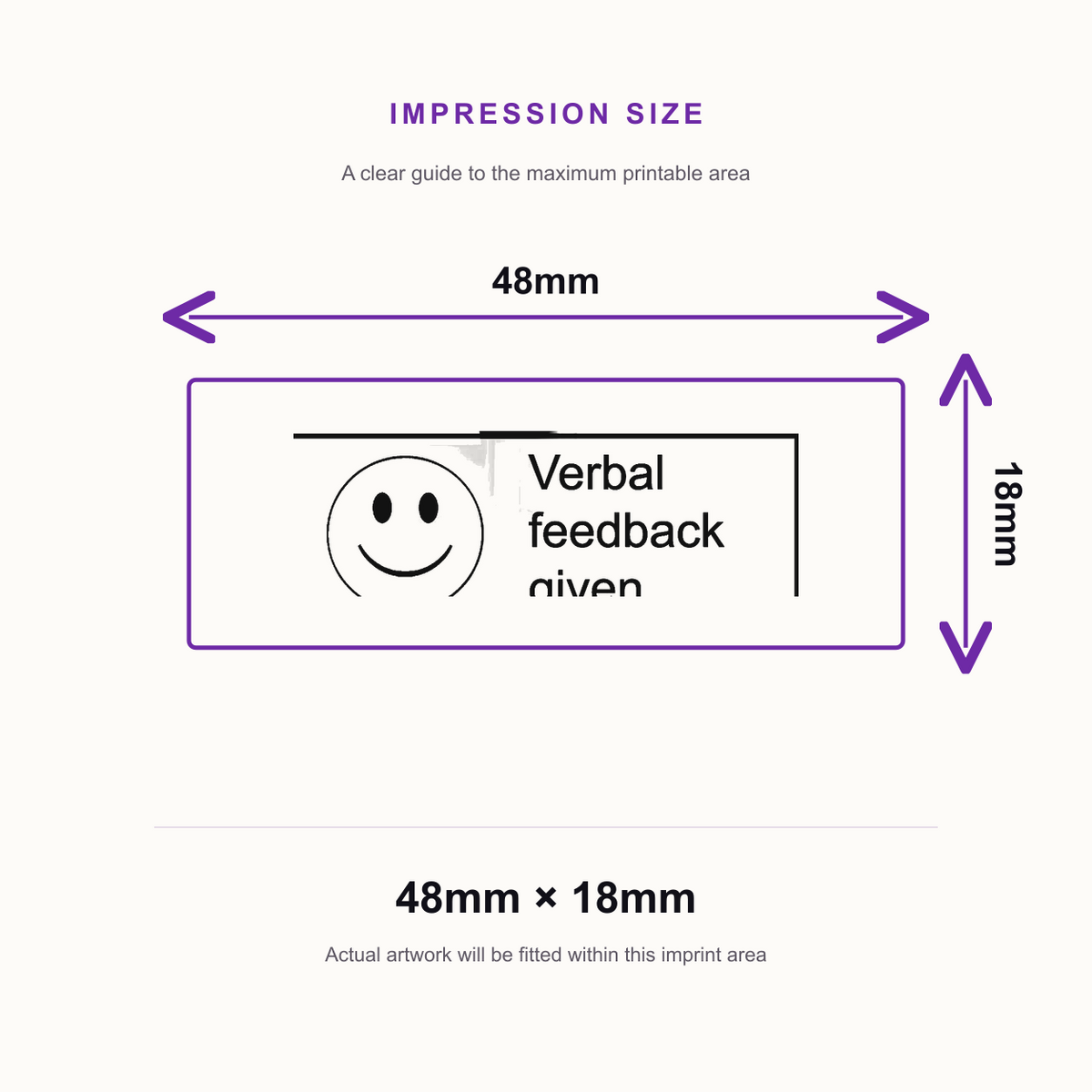 Verbal Feedback Given | Self Inking Teacher Marking Stamp | Classroom Feedback Rubber Stamp 48 x 18mm – impression size guide 48mm × 18mm