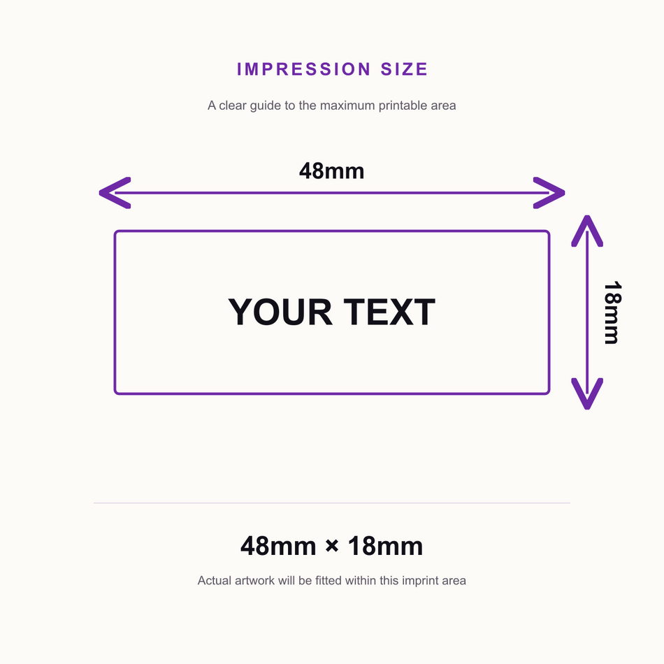 Imprint 12 48 x 18mm 4 Line Address Rubber Stamp from Stamp Design 4U – impression size guide 48mm × 18mm