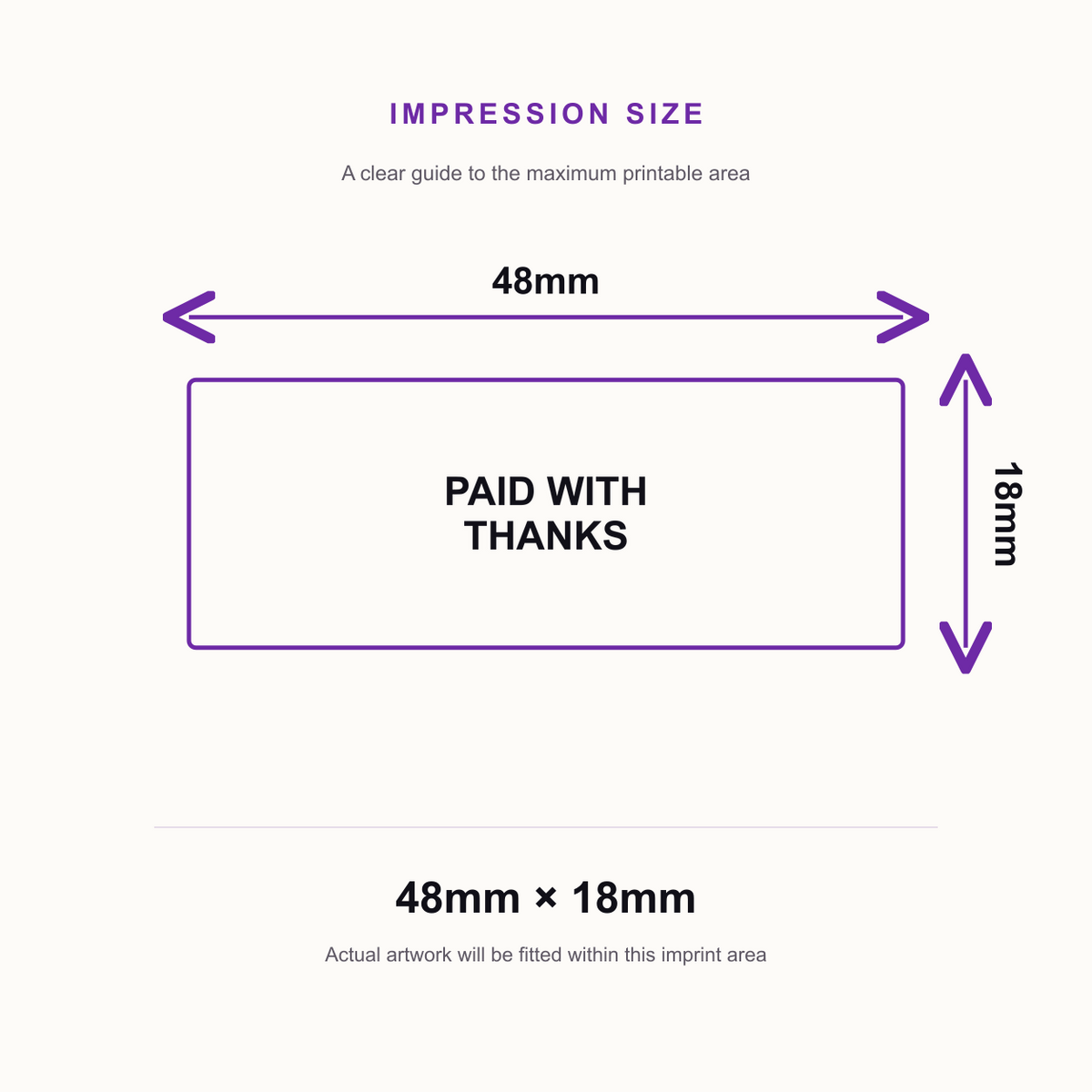 SD4U Imprint 12 PAID BY/WITH Stamps BACS, Card, Cash, Paypal, Thanks, Debit, Credit in Red Ink – impression size guide 48mm × 18mm