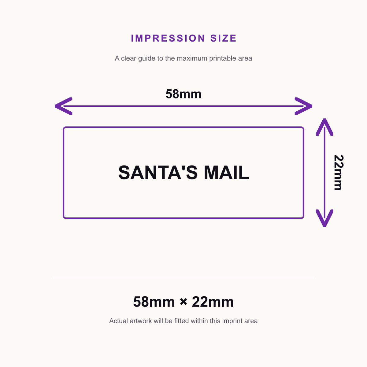 Santa's Christmas Mail Self Inking Rubber Stamp, Santa Claus Sleigh Mail North Pole Post Office Mail Stamp – impression size guide 58mm × 22mm