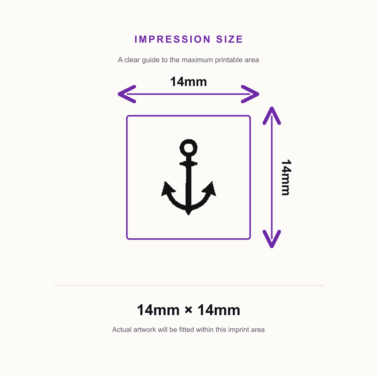 Traxx 9021 14 x 14mm Loyalty Stamp - Anchor – impression size guide 14mm × 14mm