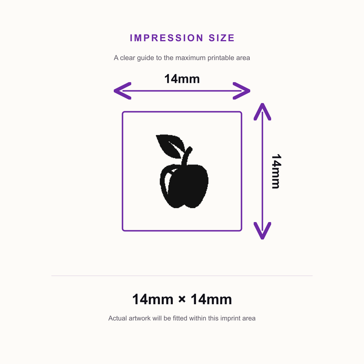 Traxx 9021 14 x 14mm Loyalty Stamp - Apple – impression size guide 14mm × 14mm