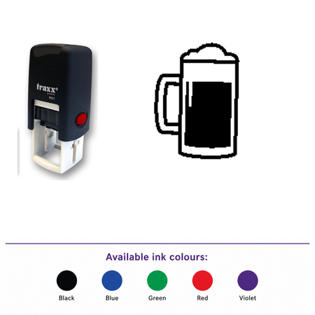 Traxx 9021 14 x 14mm Loyalty Stamp - Beer – smaller stamp, enlarged matching imprint and five available ink colours