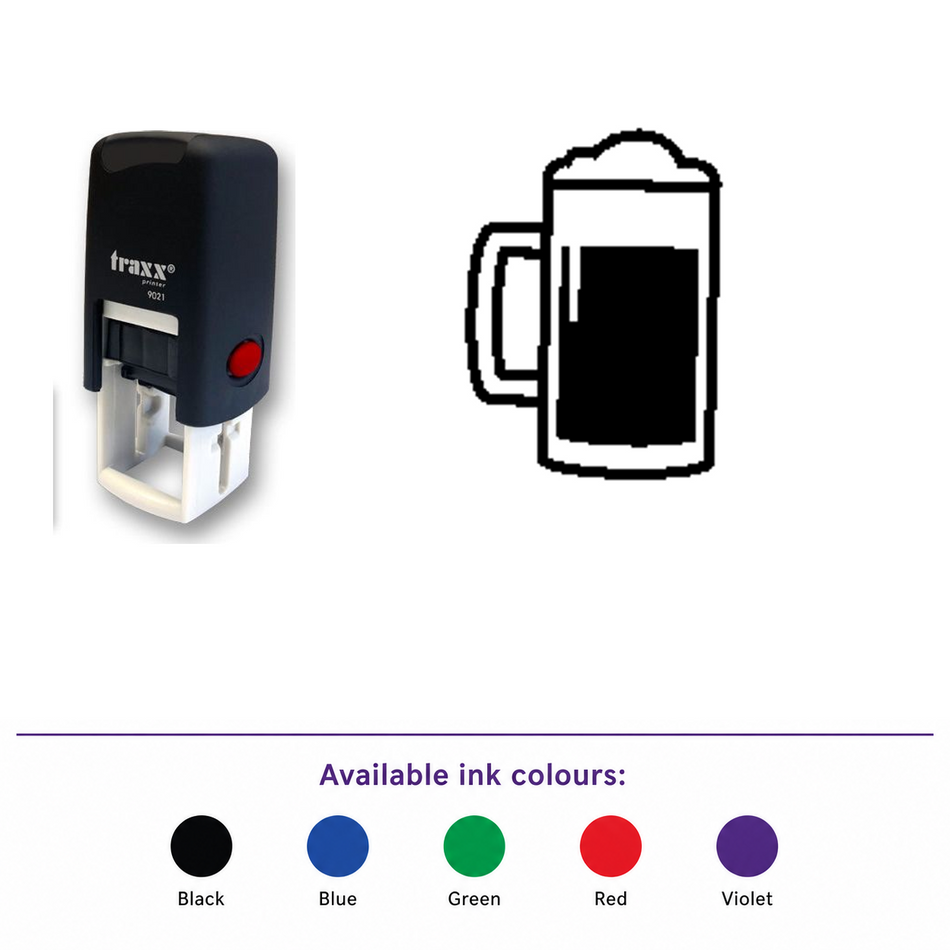 Traxx 9021 14 x 14mm Loyalty Stamp - Beer – smaller stamp, enlarged matching imprint and five available ink colours