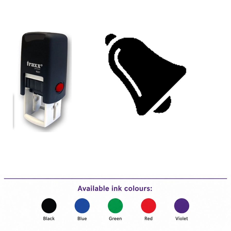 Traxx 9021 14 x 14mm Loyalty Stamp - Bell – smaller stamp, enlarged matching imprint and five available ink colours