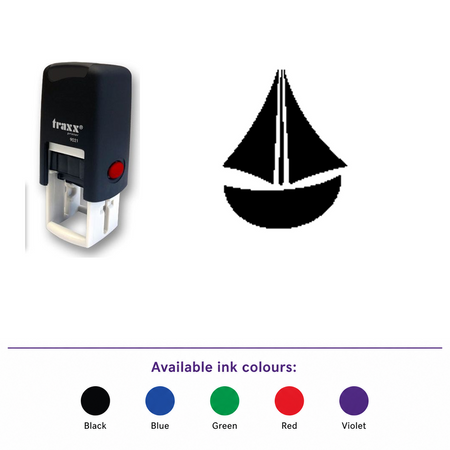 Traxx 9021 14 x 14mm Loyalty Stamp - Boat – smaller stamp, enlarged matching imprint and five available ink colours
