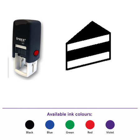 Traxx 9021 14 x 14mm Loyalty Stamp - Cake – smaller stamp, enlarged matching imprint and five available ink colours