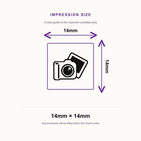 Traxx 9021 14 x 14mm Loyalty Stamp - Camera – impression size guide 14mm × 14mm
