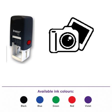 Traxx 9021 14 x 14mm Loyalty Stamp - Camera – smaller stamp, enlarged matching imprint and five available ink colours