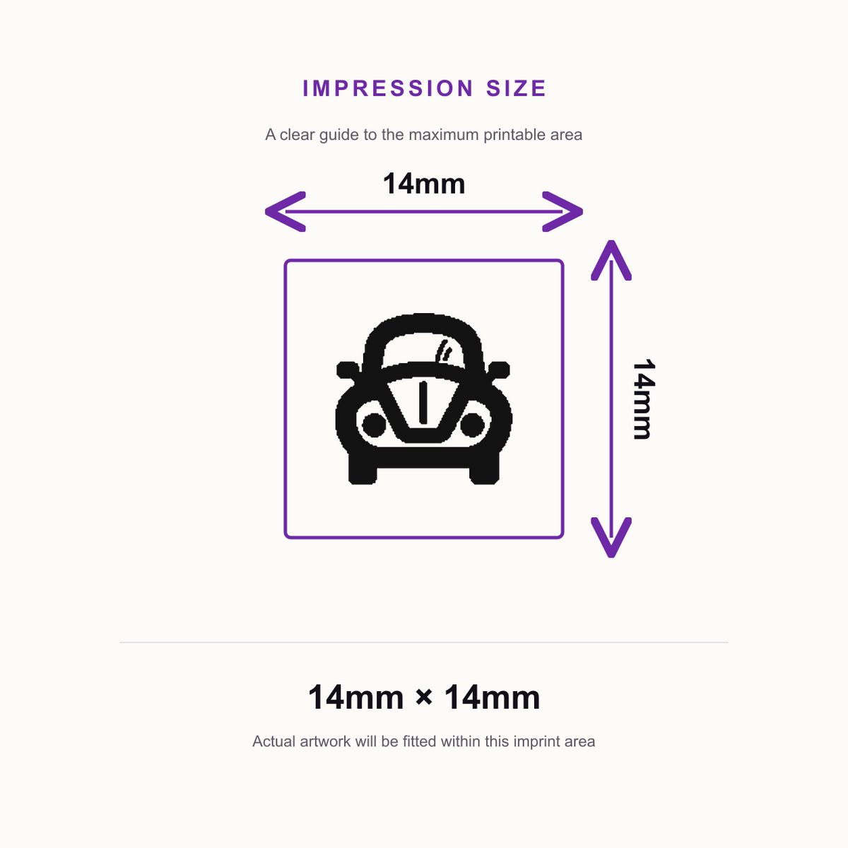 Traxx 9021 14 x 14mm Loyalty Stamp - Car – impression size guide 14mm × 14mm