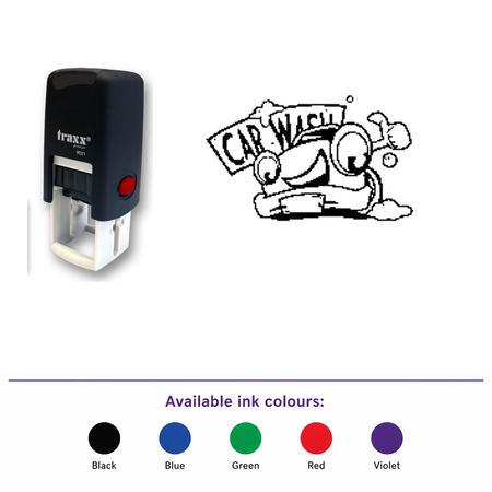 Traxx 9021 14 x 14mm Loyalty Stamp - Car Wash – smaller stamp, enlarged matching imprint and five available ink colours
