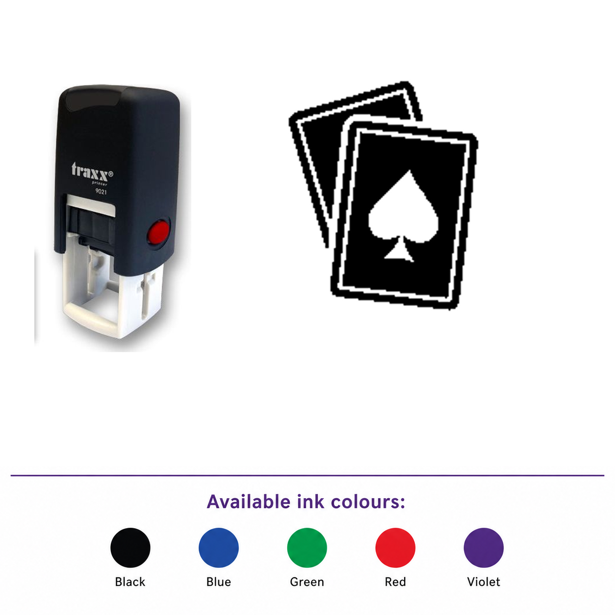 Traxx 9021 14 x 14mm Loyalty Stamp - Cards – smaller stamp, enlarged matching imprint and five available ink colours