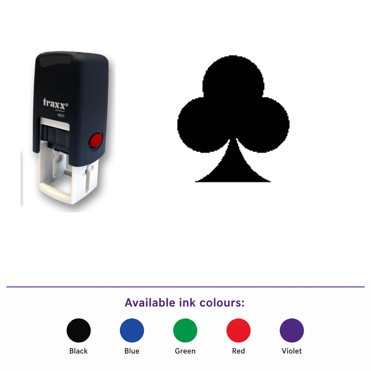Traxx 9021 14 x 14mm Loyalty Stamp - Club – smaller stamp, enlarged matching imprint and five available ink colours
