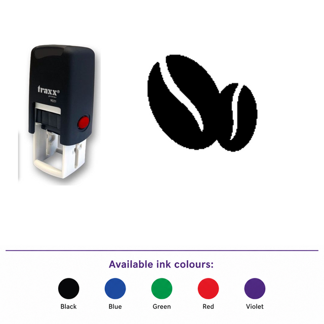 Traxx 9021 14 x 14mm Loyalty Stamp - Coffee Bean – smaller stamp, enlarged matching imprint and five available ink colours