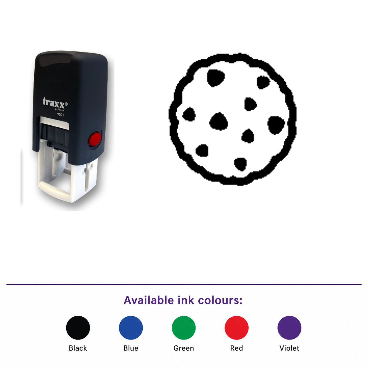Traxx 9021 14 x 14mm Loyalty Stamp - Cookie – smaller stamp, enlarged matching imprint and five available ink colours