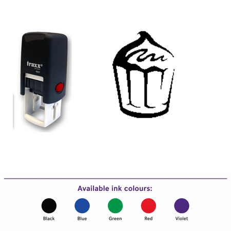 Traxx 9021 14 x 14mm Loyalty Stamp - Cupcake – smaller stamp, enlarged matching imprint and five available ink colours