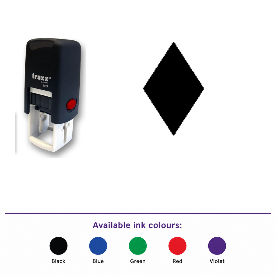 Traxx 9021 14 x 14mm Loyalty Stamp - Diamond – smaller stamp, enlarged matching imprint and five available ink colours