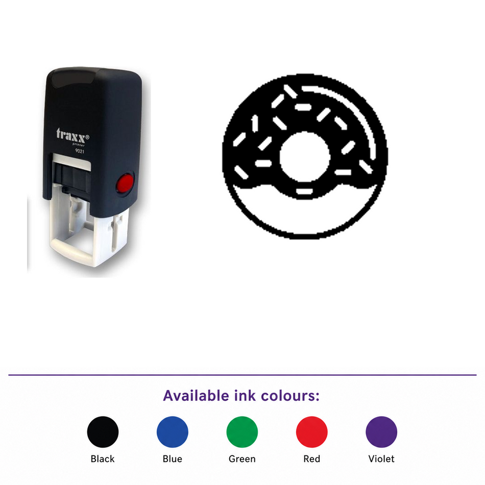 Traxx 9021 14 x 14mm Loyalty Stamp - Doughnut – smaller stamp, enlarged matching imprint and five available ink colours
