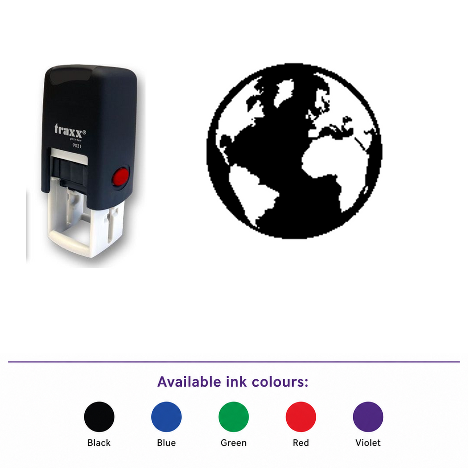 Traxx 9021 14 x 14mm Loyalty Stamp - Earth – smaller stamp, enlarged matching imprint and five available ink colours