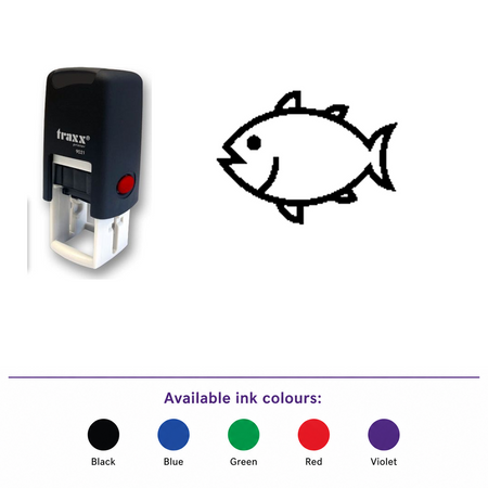 Traxx 9021 14 x 14mm Loyalty Stamp - Fish – smaller stamp, enlarged matching imprint and five available ink colours
