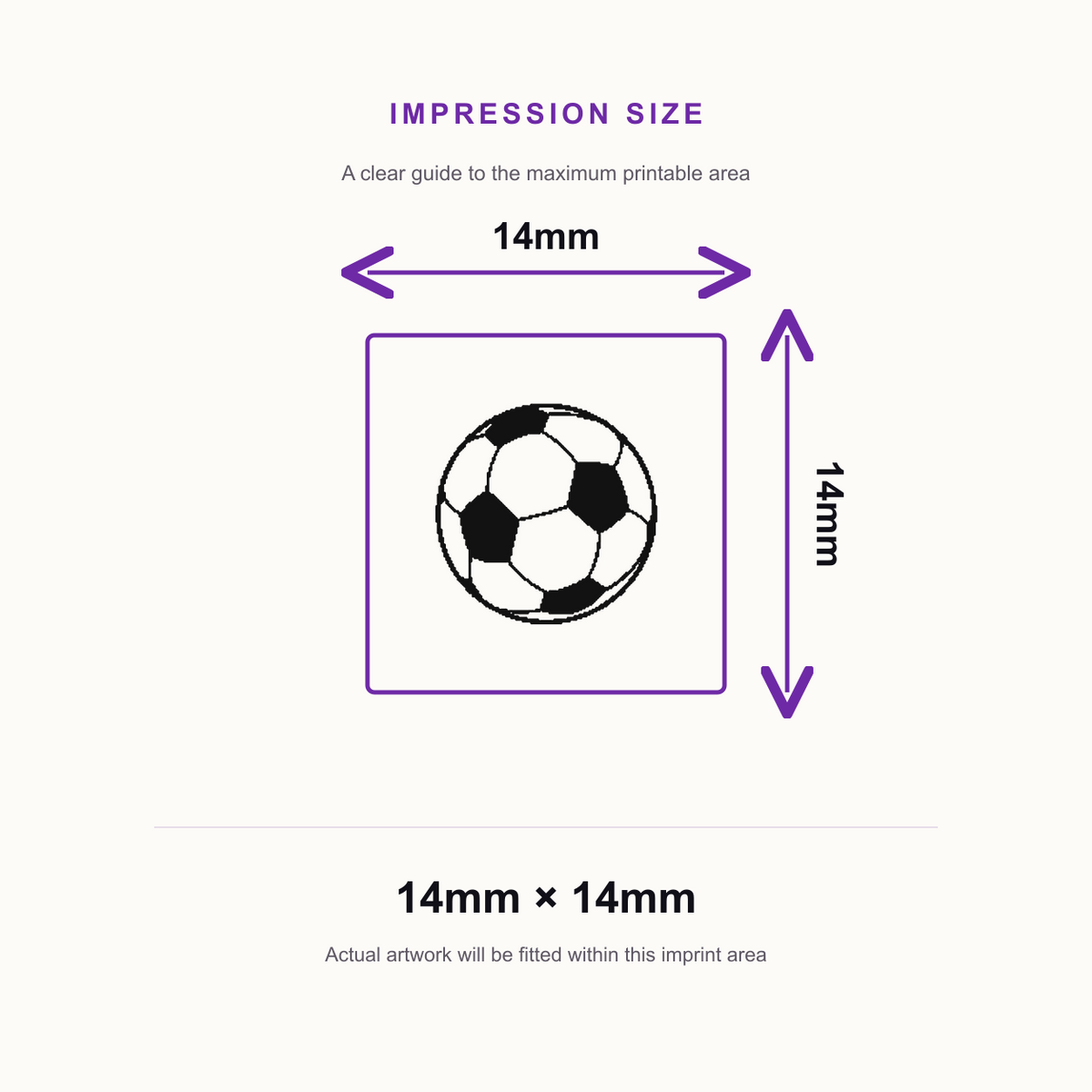 Traxx 9021 14 x 14mm Loyalty Stamp - Football – impression size guide 14mm × 14mm