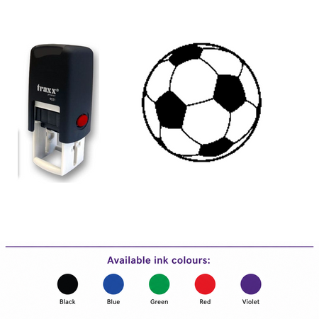 Traxx 9021 14 x 14mm Loyalty Stamp - Football – smaller stamp, enlarged matching imprint and five available ink colours