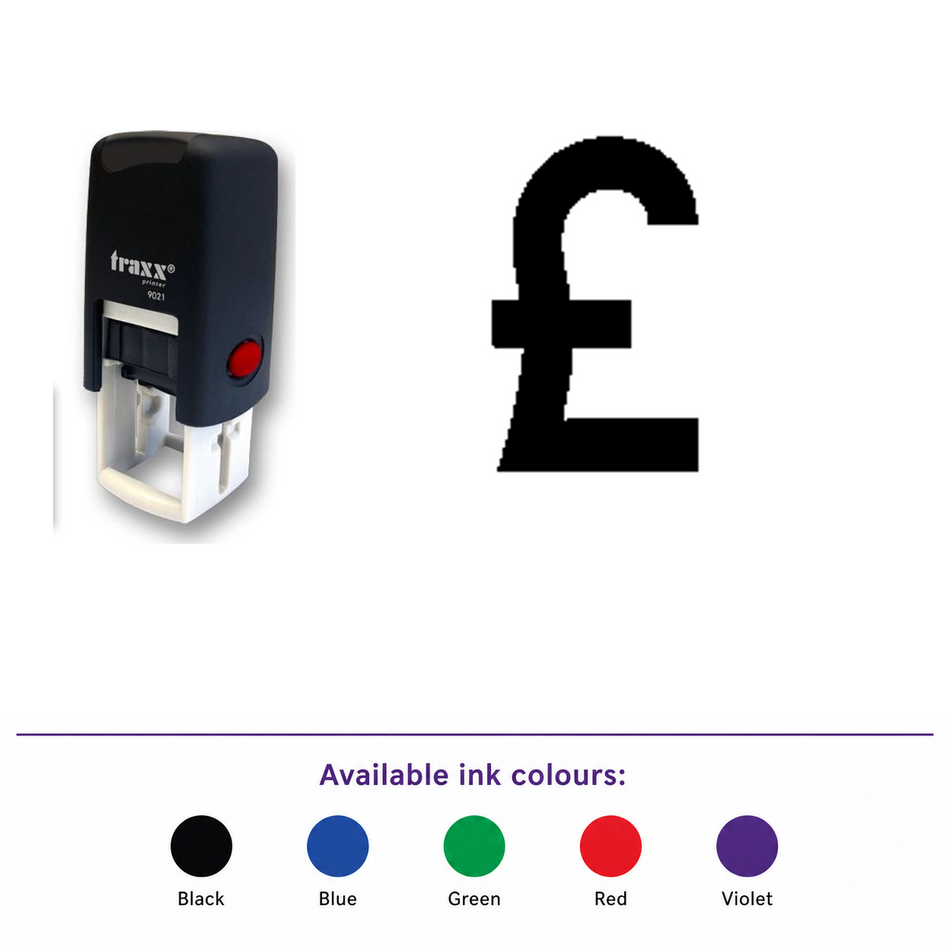 Traxx 9021 14 x 14mm Loyalty Stamp - GBP – smaller stamp, enlarged matching imprint and five available ink colours