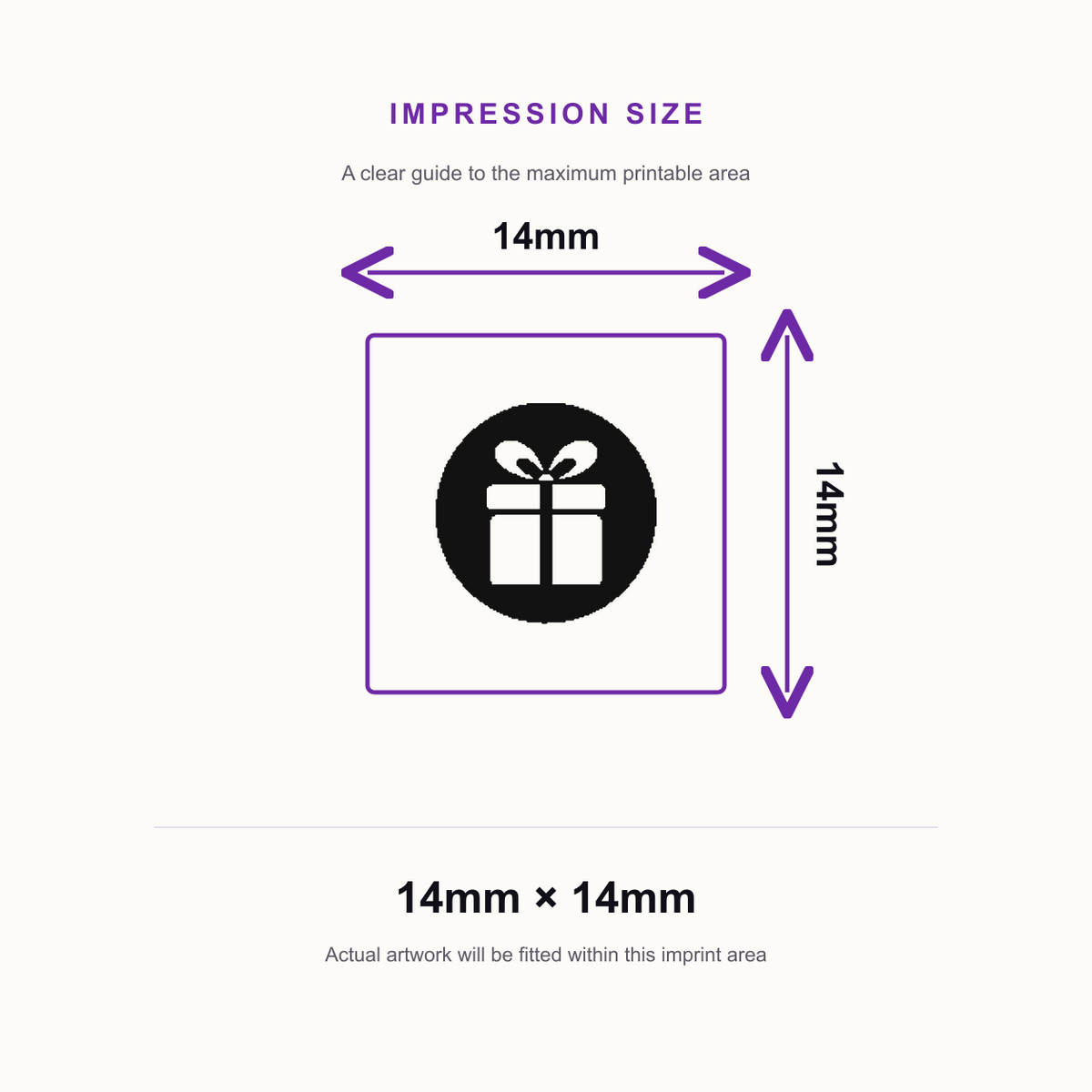 Traxx 9021 14 x 14mm Loyalty Stamp - Gift – impression size guide 14mm × 14mm