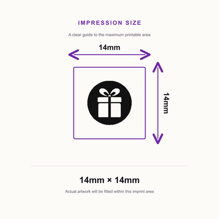 Traxx 9021 14 x 14mm Loyalty Stamp - Gift – impression size guide 14mm × 14mm