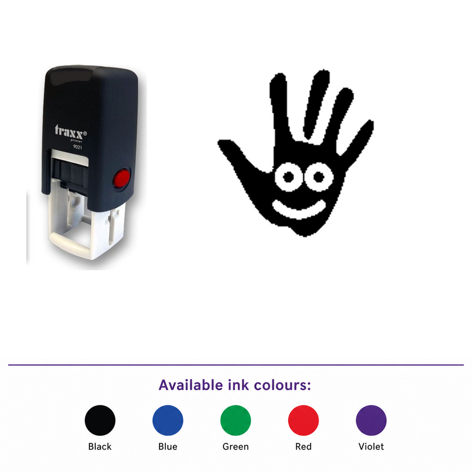 Traxx 9021 14 x 14mm Loyalty Stamp - Hand – smaller stamp, enlarged matching imprint and five available ink colours