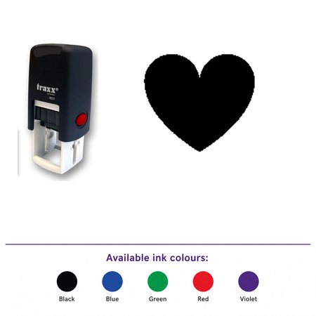 Traxx 9021 14 x 14mm Loyalty Stamp - Heart – smaller stamp, enlarged matching imprint and five available ink colours