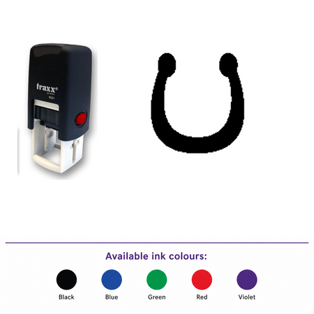 Traxx 9021 14 x 14mm Loyalty Stamp - Horseshoe – smaller stamp, enlarged matching imprint and five available ink colours
