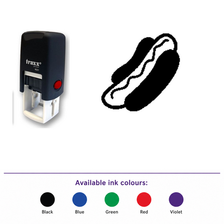 Traxx 9021 14 x 14mm Loyalty Stamp - Hotdog – smaller stamp, enlarged matching imprint and five available ink colours
