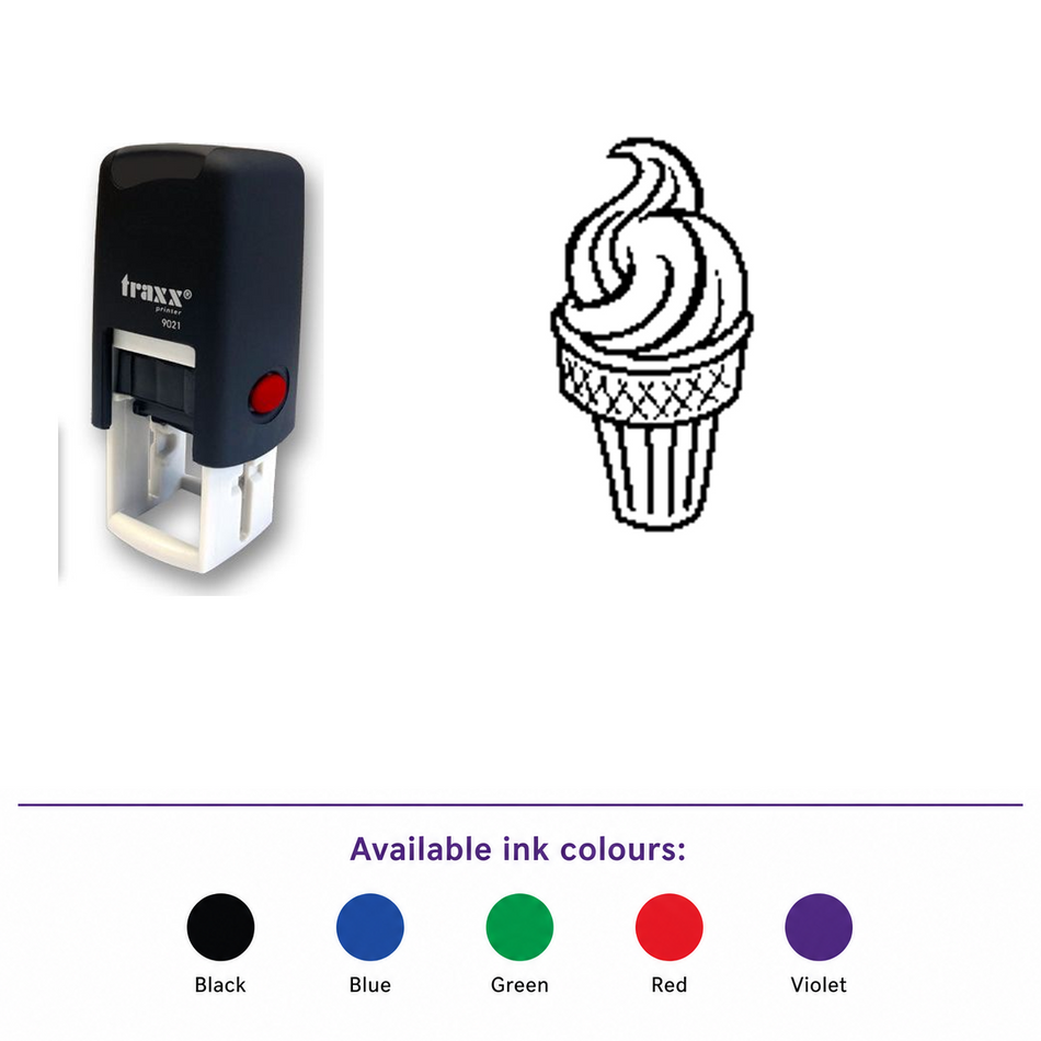 Traxx 9021 14 x 14mm Loyalty Stamp - Ice Cream – smaller stamp, enlarged matching imprint and five available ink colours