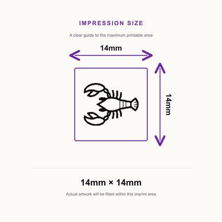 Traxx 9021 14 x 14mm Loyalty Stamp - Lobster – impression size guide 14mm × 14mm