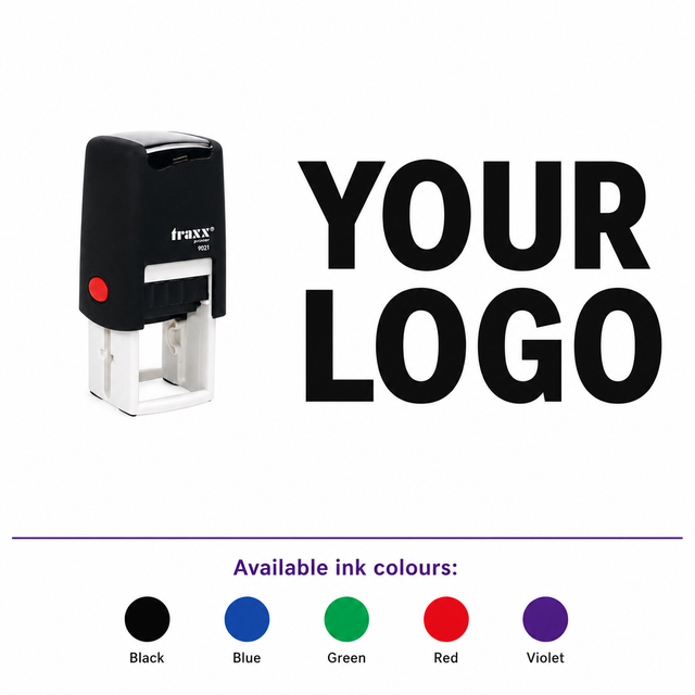 Traxx 9021 14 x 14mm Loyalty Stamp - Logo – smaller stamp, enlarged matching imprint and five available ink colours