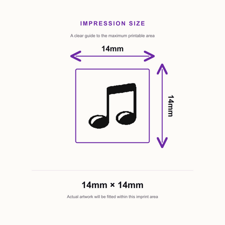 Traxx 9021 14 x 14mm Loyalty Stamp - Music Note – impression size guide 14mm × 14mm