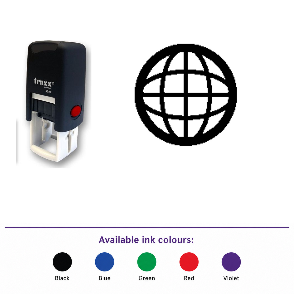 Traxx 9021 14 x 14mm Loyalty Stamp - Internet – smaller stamp, enlarged matching imprint and five available ink colours