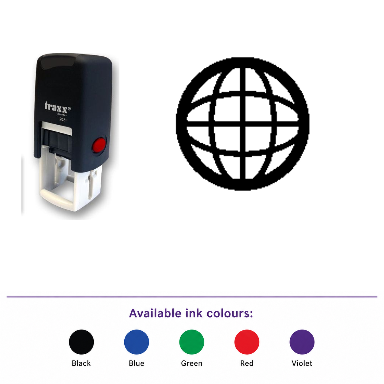 Traxx 9021 14 x 14mm Loyalty Stamp - Internet – smaller stamp, enlarged matching imprint and five available ink colours