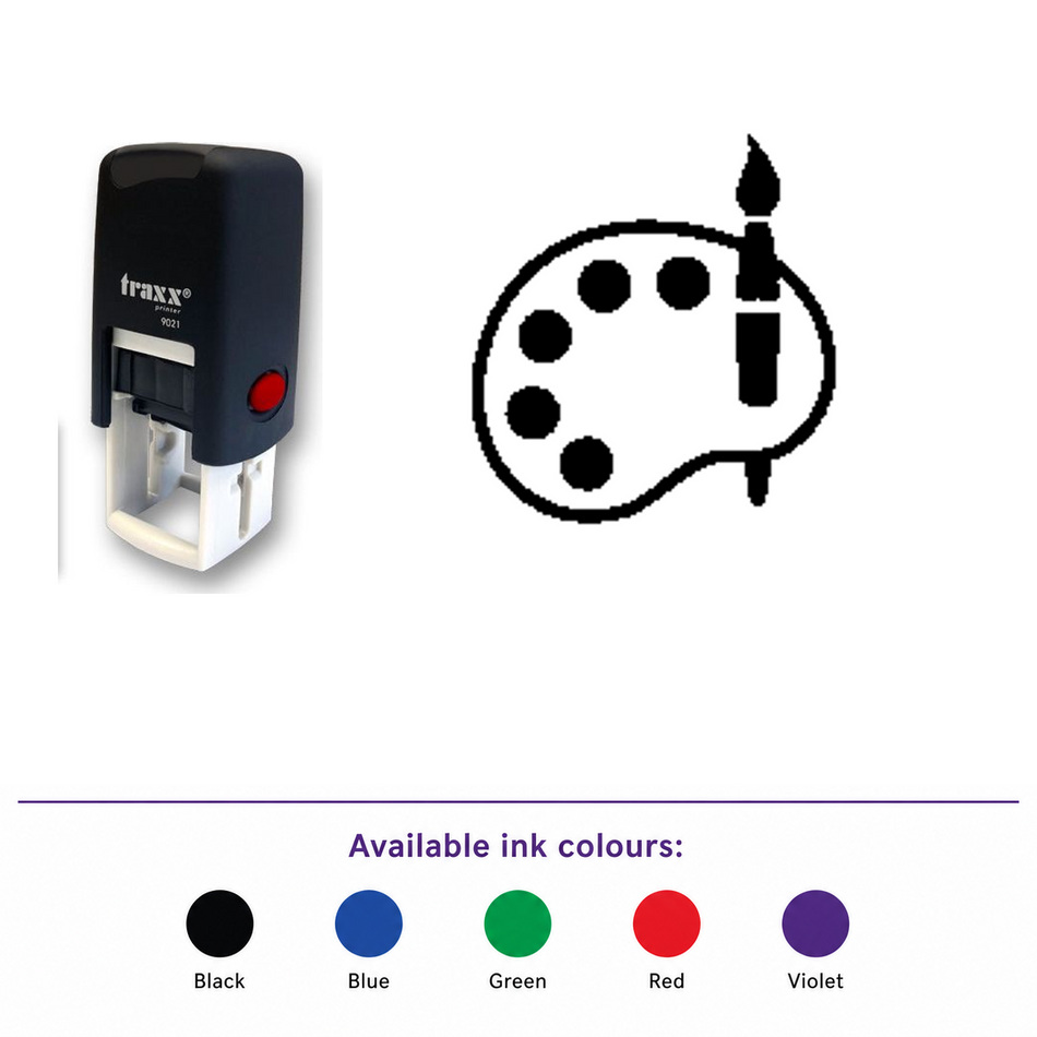 Traxx 9021 14 x 14mm Loyalty Stamp - Paintbrush – smaller stamp, enlarged matching imprint and five available ink colours