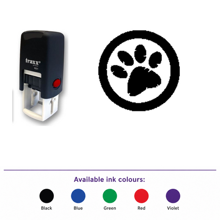 Traxx 9021 14 x 14mm Loyalty Stamp - Paw Print – smaller stamp, enlarged matching imprint and five available ink colours
