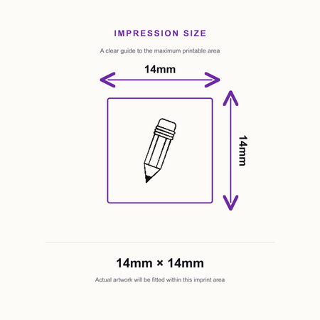 Traxx 9021 14 x 14mm Loyalty Stamp - Pencil – impression size guide 14mm × 14mm